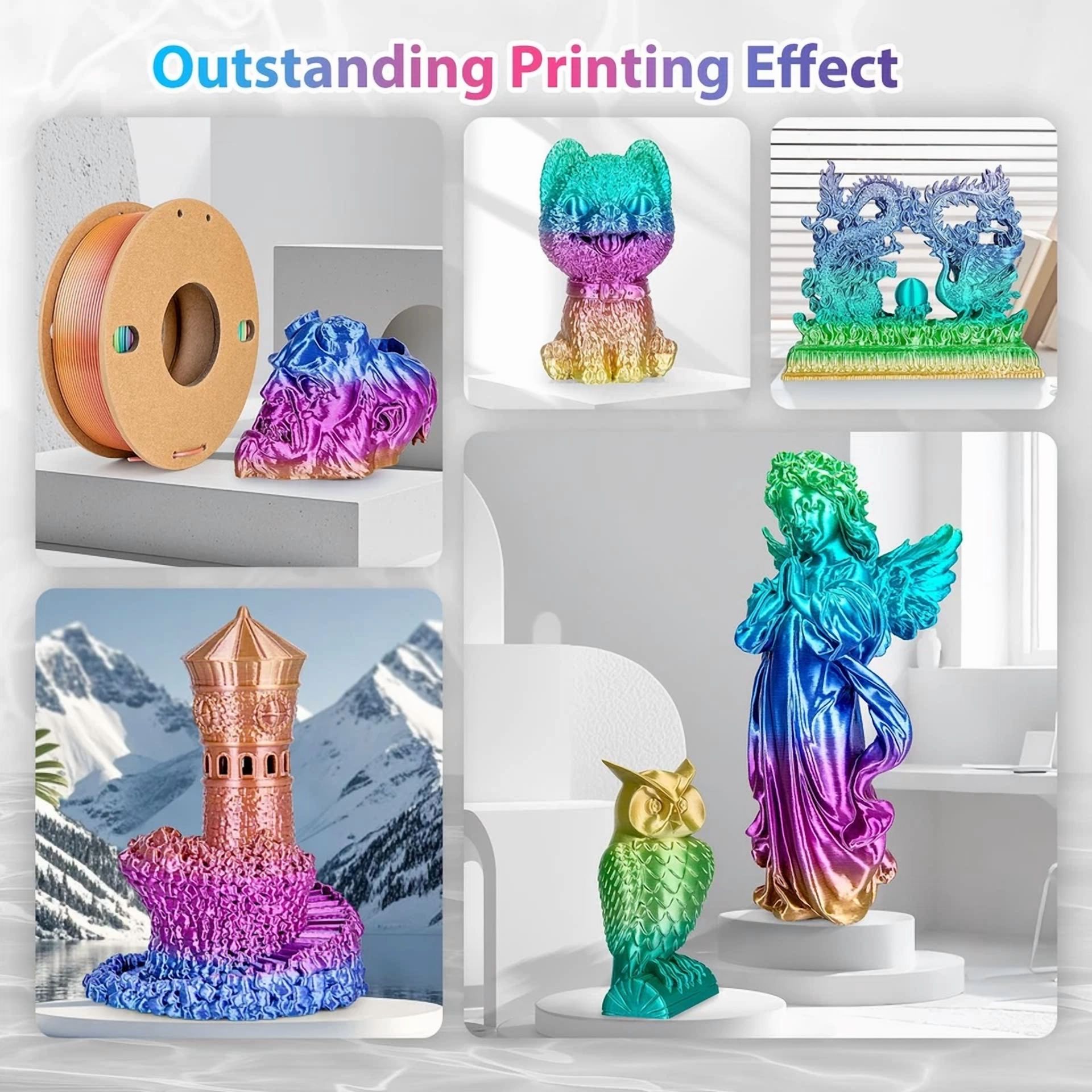 CIRCLE- Silk Rainbow Pla Filament 1.75Mm Silk Pla 3D Printer Filament Shiny Fast Color C
