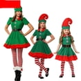 thumbnail image 4 of Disfraz de Papá Noel para hombre, mujer, niña y niño, disfraz de elfo verde, Cosplay familiar, fiesta de Navidad, vestido elegante de Año Nuevo, conjunto de ropa para, 4 of 4