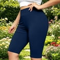 thumbnail image 2 of Women's Plus Size Yoga Workout Shorts, High Waist Butt Lifting Elastic Waistband, Solid Active Shorts for Running Gym Training | TruHer,Navy 3XL, 2 of 8