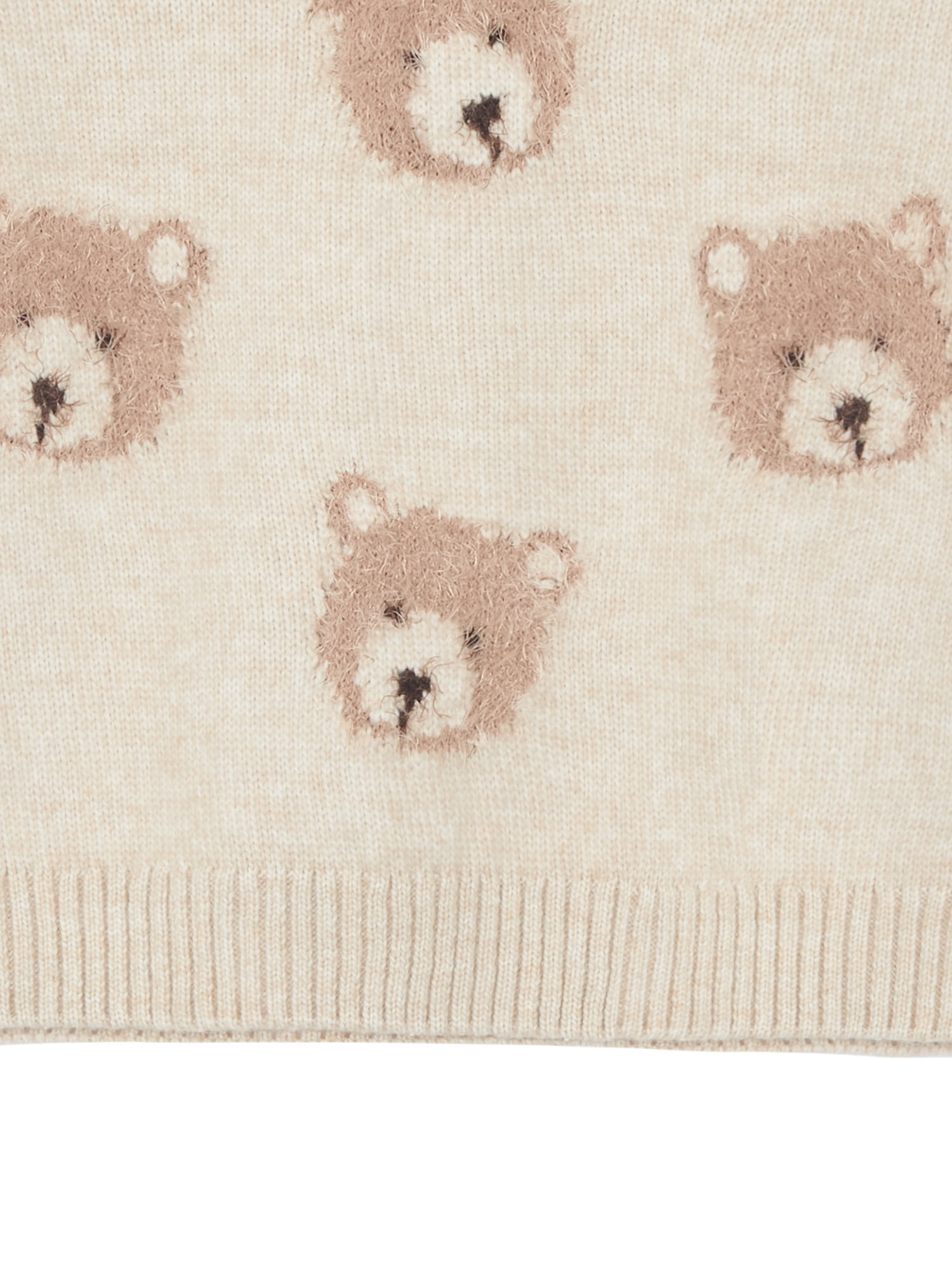 Wonder Nation Girls Novelty Feather Yarn Bear Icon Sweater, Sizes 4-18 & Plus