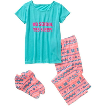 Girls' 3 Piece Sleepshirt, Pants, and Slipper Set (Big Girls & Little Girls)