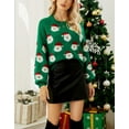 thumbnail image 4 of Christmas Sweaters for Women Juniors Cute Santa Claus Patch Trendy Pullover Sweters Lantern Sleeve Cropped Sweater Shermie, 4 of 6