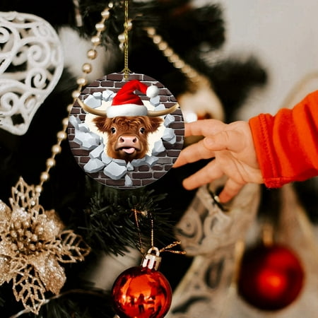 

Weerihhol Christmas Tree Decoration Christmas Cow Pendant Acrylic Flat Decoration Home Decoration Pendant Christmas Interesting Cow Round Pendant 1pc The Leprechauns Christmas