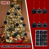 12-Pack Unbreakable Christmas Ornaments 2.36 Inch - Shatterproof PVC Holiday Tree Decorations with Metallic & Glitter Finish, Includes Hooks for Xmas Party Decor