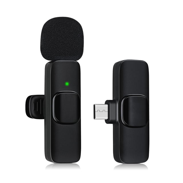 Micrófono inalámbrico Bluetooth para teléfono móvil, mini micrófono para grabar videos, YouTubeStreaming/Vlog, reducción de ruido (USB-C con 1 micrófono)