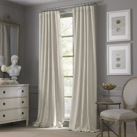 Valeron Estate Cotton Linen 95-Inch Window Curtain Panel in Flax