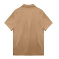 thumbnail image 6 of Mens Polo Shirts Regular Solid Color Short Sleeve Button Down Collared Tops Loose Outdoor Summer Casual Mens T-Shirts Khaki L, 6 of 9