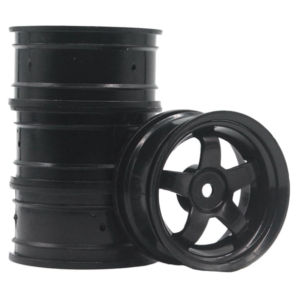 Juego de 4 llantas de 1/10 con cubo hexagonal de 12 mm, piezas de actualización para accesorios de coche RC Axial Tamiya Negro