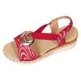 thumbnail image 5 of Rokment Women's Sparkling Sequin Platform Wedge Dressy Sandals 2026 Beach Summer Casual Buckles Leather Breathable Linen Sole Comfortable Espadrilles High Heel Walking Dress Shoes Red Size 6.5, 5 of 6