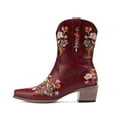 thumbnail image 5 of YLYL Cowboy Boots for Women Ankle Cowgirl Boots Western Flower Embroidered Square Toe Heel Stitched Retro Boots, 5 of 8