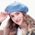 thumbnail image 4 of Boina de lana Elegante con color sólido Estilo francés/Boina Vintage para mujer para Uso al aire libre/senderismopangjing, 4 of 4