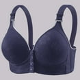 thumbnail image 2 of Sopiago Bras for Older Women No Underwire Push Up Bra Plus Size Button Front Closure Bras Full Coverage Underoutfit Bras with Support Gifs Seniors Bras for Women Dark Blue,36, 2 of 3