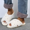 thumbnail image 2 of Mepaouo Women's Slipper Memory Foam Cross Band Fuzzy Slipper Cozy Open Toe Plush Bedroom House Shoes, 2 of 8