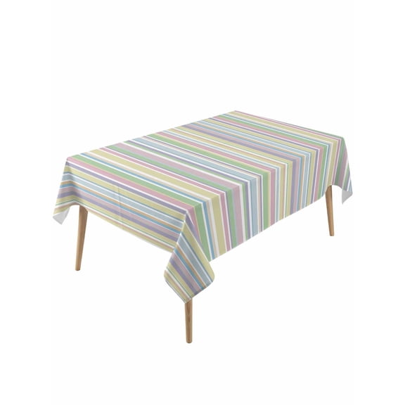 Colorful Striped Table Cloth, Farmhouse Rainbow Color Stripes Waterproof Tablecloth for Rectangle Tables, Reusable Washable Fabric Table Cover for Restaurant Kitchen Dining Tables 54"x108"