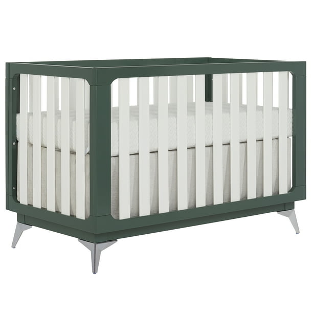 Slumber Baby London 4 In 1 Convertible Crib Olive And White