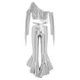 thumbnail image 4 of Sholeno Girls 2-Piece Disco Outfits Sequin Tassel Crop Top with Metallic Bell Bottoms Shiny Dance Pant Suit Silver 12, 4 of 7