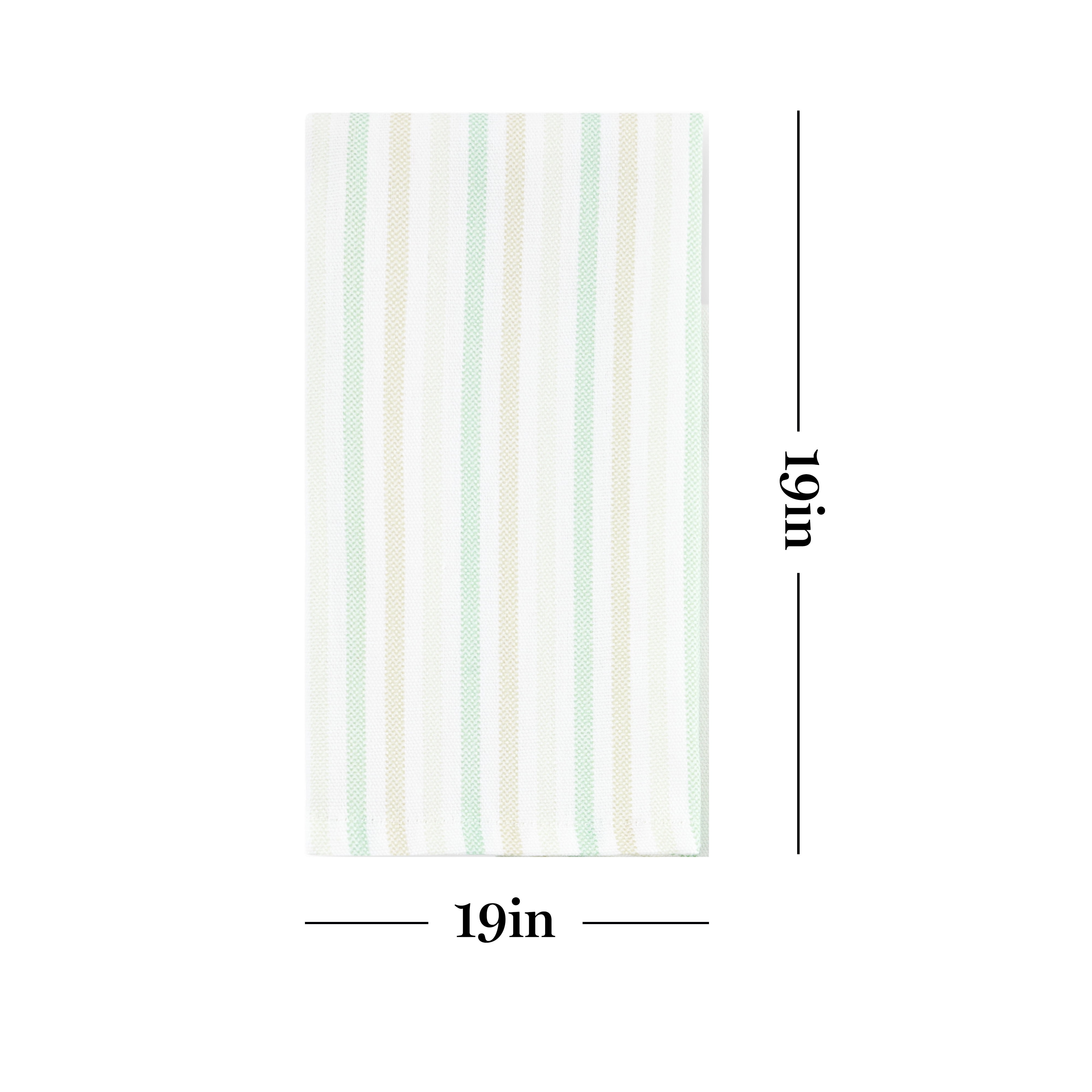 Martha Stewart Daisy Stripe Napkin Set 4-Pack, Green, 19"x19"