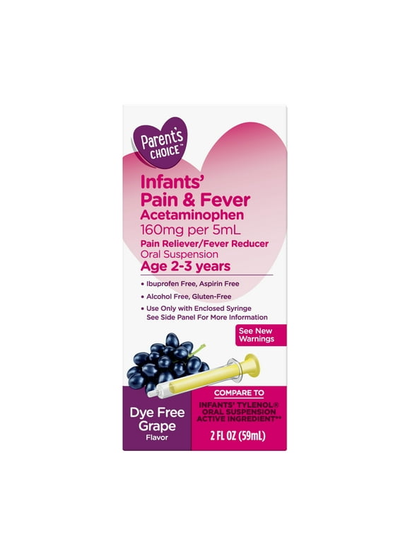 Parent's Choice Infants' Pain and Fever, Dye-Free, Grape, 2 fl. oz.