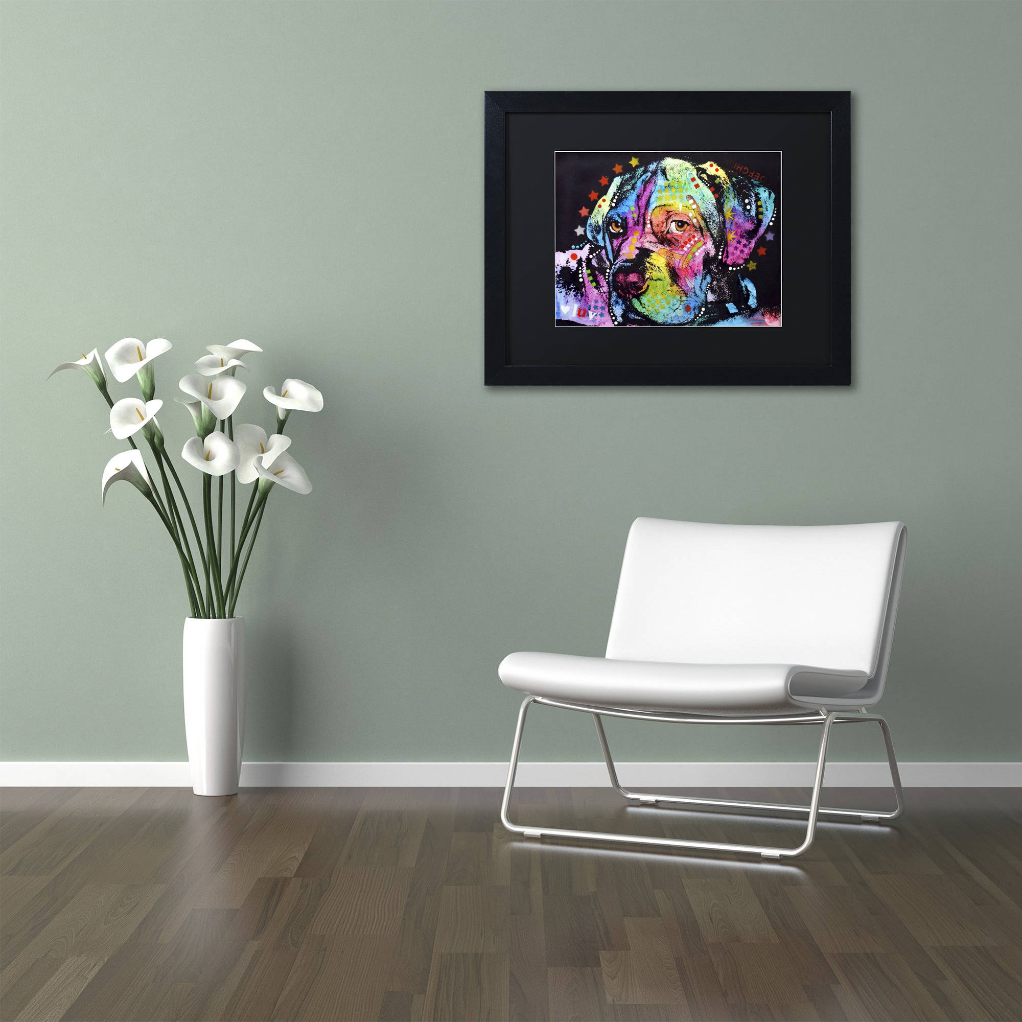 Trademark Fine Art "Young Mastiff" Canvas Art by Dean Russo, Black Matte, Black Frame