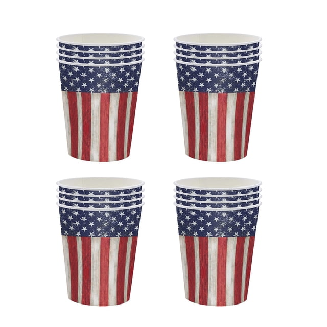 Articles de Fête Patriotiques pour la Fête de l'Indépendance, 20 Pcs Gobelets Jetables Rouges Blancs Bleus Assiettes Serviettes pour Célébrations du 4 Juillet Memorial Day et de la Journée des Anciens Combattants