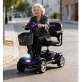 thumbnail image 3 of Mobility Scooter, Foldable 4 Wheel Lightweight Electric Mobility with  Removable Battery,Charger & Basket,Portable Compact Power Travel Mobility ,300 lbs Max for Adult & Elderly– Purple, 3 of 10