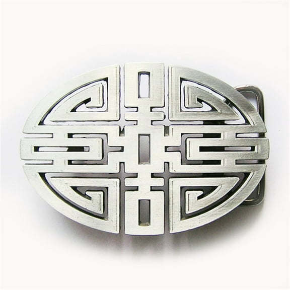Vintage Style Cut Out Lucky Knot Oval Belt Buckle