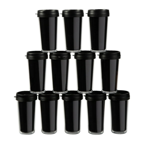 Black Plastic Travel Mugs, Party Supplies, Party Supplies, 12 Pieces