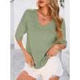 thumbnail image 4 of Suéter PRETTYGARDEN 2025 Cuello en V Tejido Acanalado Verde Medio XL, 4 of 8
