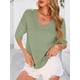 thumbnail image 4 of Suéter PRETTYGARDEN 2025 Cuello en V Tejido Acanalado Verde Medio Talle S, 4 of 8