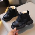 thumbnail image 4 of Leather Boots Boys Girls Autumn Winter Fashion British Style Handsome Casual All-Match Comfortable Simple Side Zipper Design Plus Velvet Warmth Non-Slip Short Boots, 4 of 7