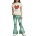 thumbnail image 2 of Stamzod 2 Piece Outfits for Girls Love Printed Short Sleeve T-Shirt and Flared Pants Lounge Set Girls Summer Clothes Green 7-8 Years, 2 of 9