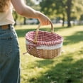 thumbnail image 6 of Rattan Wicker Woven Basket with Handle, Portable Garden Harvest Basket Wicker Storage Baskets for Picnic, Easter, Organizing, Gathering Vegetables (Brown, 26x25x20cm), 6 of 8