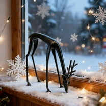 FYHALE Black Reindeer Figurines Modern Aluminum Alloy Xmas Figurines Exquisite Deer Wine Cabinet Ornaments Home Living Room Room TV Cabinet Decoration Deer Ornaments