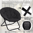 thumbnail image 6 of TANGJEAMER Folding Chair, Saucer Chair with Metal Frame, Comfy Moon Chairs for Bedroom, Living Rooms, Apartments, Garden and Courtyard  (Black), 6 of 7