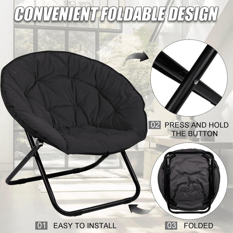TANGJEAMER Foldable Saucer Chair with Cushions, Ideal for