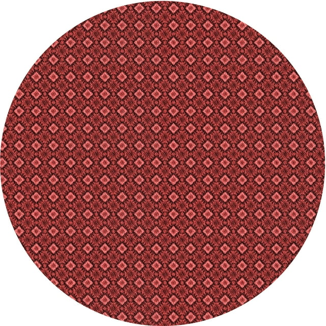 Ahgly Company Tapis Rond Lavable en Machine Intérieur Transitionnel Rouge Canneberge, 6 Pieds Rond