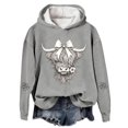 thumbnail image 1 of Chandail en Molleton Grande Taille, Chandail à Capuche Imprimé Vache Festif Graphique Western pour un Chandail en Molleton Confortable Thème Vacances Tenue Décontractée, Chandail en Molleton Col Rond Femmes, Taille : L, 1 of 5