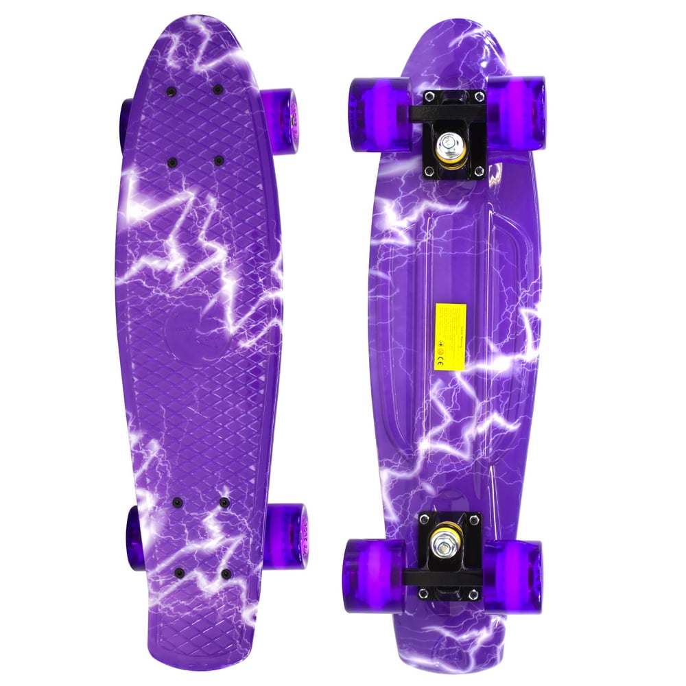 22" Skateboard Complete Street Retro Cruiser Lightning Print Deck