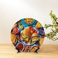 thumbnail image 6 of Daiia Vibrant Picnic Food Spread Printed Pattern Ceramic Plate Dinner Plates Bone China Decorative Plates with Display Stand Art Ceramic Ornaments for Wall Hanging Decoration-8in, 6 of 6