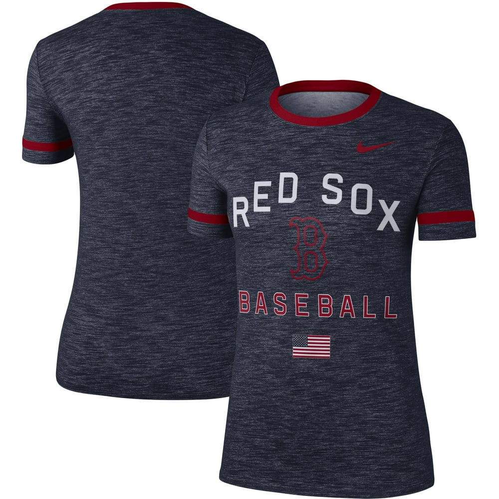 Boston Red Sox Nike Women's Fourth Of July Performance Slub Crew Ringer