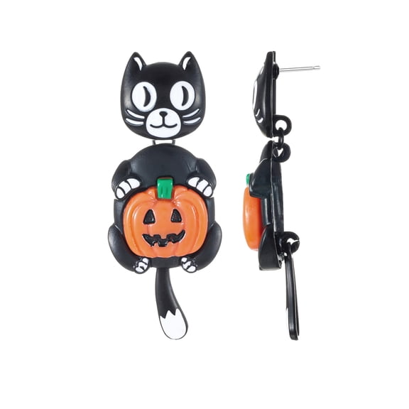 Way to Celebrate Halloween Retro Black Cat Earrings