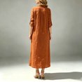 thumbnail image 3 of Morttic Women's Solid Color Lapel Button Front Maxi Shirt Dress – Mid Sleeve Roll-Up, Casual Summer Beach Vacation Dress Brick Red，L, 3 of 4