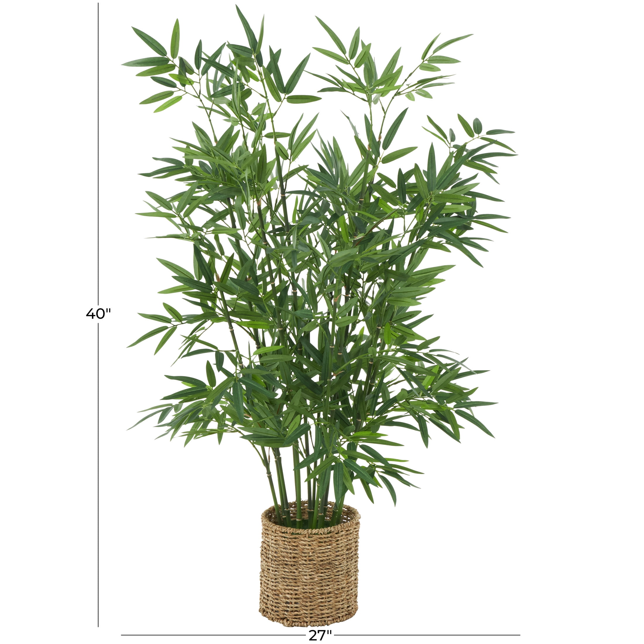 DecMode 40" Artificial Bamboo Tree in Realistic Leaves and Brown Seagrass Pot
