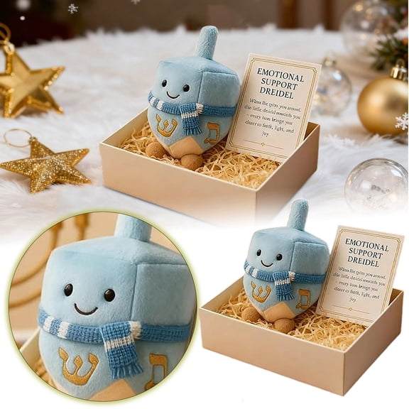 Emotional Support Dreidel Plush Hanukkah Holiday Stress Relief Toy Soft Huggable Comfort Plush Ideal Hanukkah Gift(Blue-5.9In)