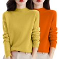 thumbnail image 2 of Chandail à Col Rond pour Femmes, Automne et Hiver, 2 Pcs, Couleur Unie, Doux et Confortable, 2 of 4