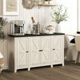 thumbnail image 2 of HOMCOM Buffet Bahut avec Tablettes Ajustables, Portes, Grain de Bois Blanc, 2 of 10