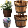thumbnail image 3 of Wooden Bucket Barrel Planters Rustic Flower Pots Boxes Container with Drain Hole for Patio Garden Outdoor Indoor Home Decor, 3 of 6