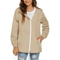 thumbnail image 4 of Jacket for Women Trendy New Womens Waterproof Raincoat Lightweight Breathable Rain Jacket Hooded Outdoor Active Windbreaker with Pocket Beige M, 4 of 7