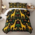 thumbnail image 2 of jejeloiu Safari Giraffe Twin Quilt Set For Men Women,Ethnic Pattern Twin Coverlet Set,Black Yellow,2pcs, 2 of 7