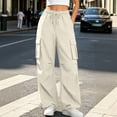 thumbnail image 4 of Aeguzox Womens Pants Elastic Waisted Outdoor Joggers Casual Loose Solid Color Cargo Pants with Multi-Pockets,Sizes S-2XL, 4 of 7